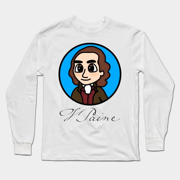 Patriot Portrait - Chibi Thomas Paine (Large Print) with Signature Long Sleeve T-Shirt by Aeriskate